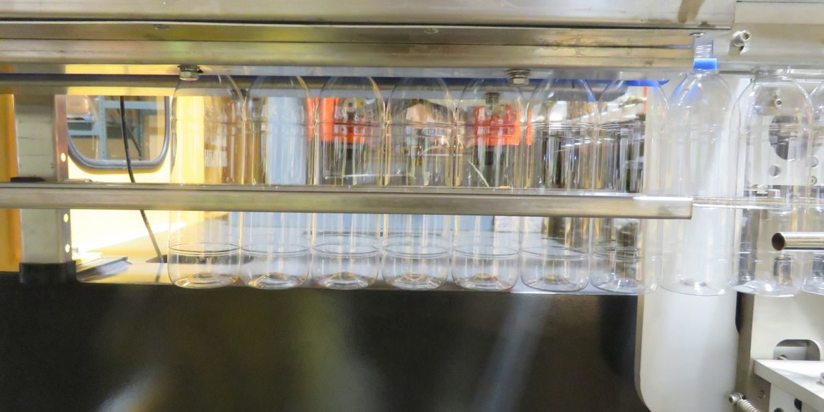 Bottles being filled on the production line