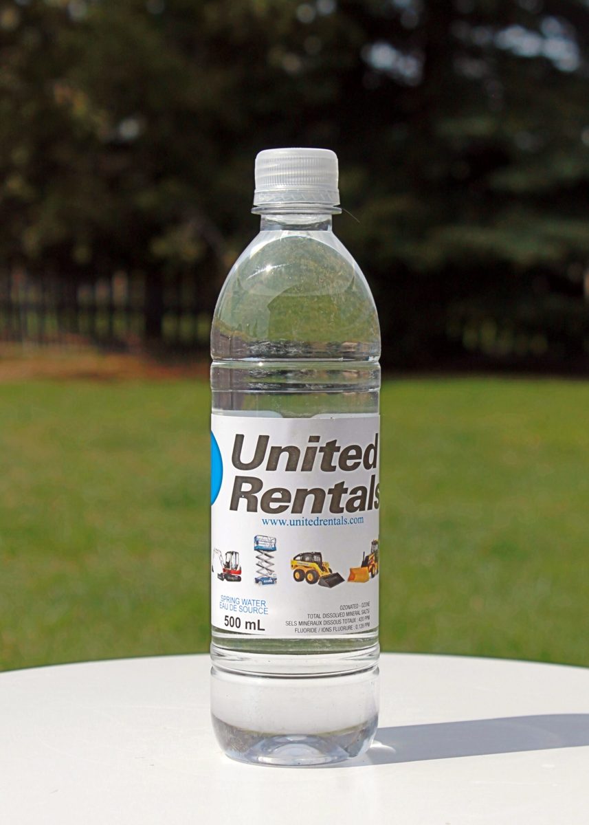 Custom labelled bottle for United Rentals