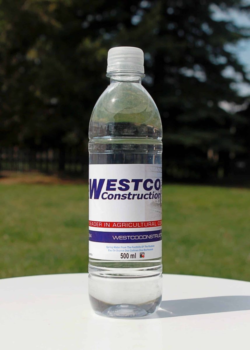 Custom labelled bottle for Westco Construction
